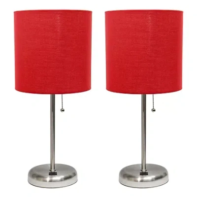All The Rages Stick Lamp With Usb Charging Port Set Of 2 In Red