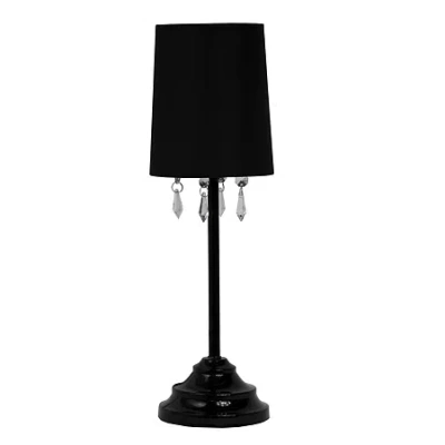 All The Rages Table Lamp With Fabric Shade And Hanging Acrylic Beads In Black