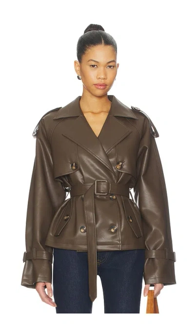 All The Ways Ahmeira Faux Leather Jacket In Brown