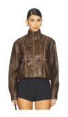 All The Ways Bella Faux Leather Bomber In Brown