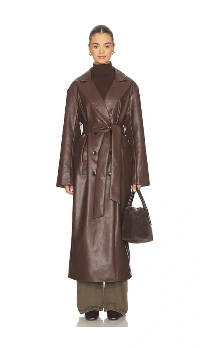 All The Ways Carey Faux Leather Trench In Brown