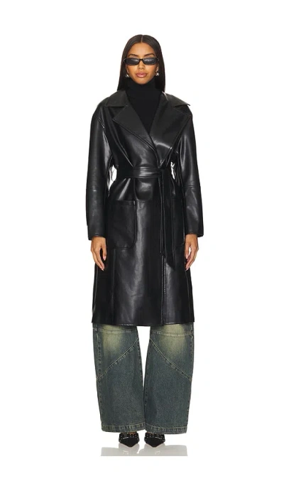 All The Ways Claire Faux Leather Trench In 블랙