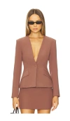 All The Ways Elizabeth Deep V Blazer In Brown