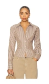 All The Ways Ellie Button Up Top In Brown