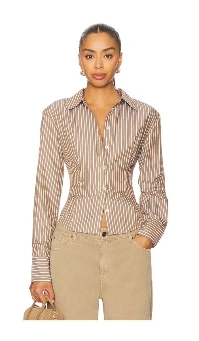All The Ways Ellie Button Up Top In Brown