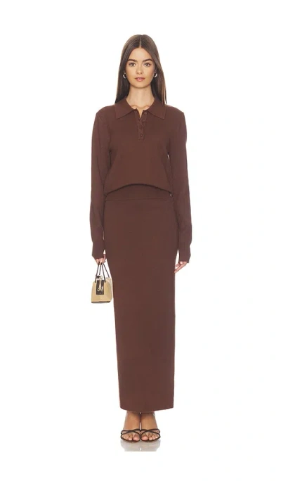All The Ways Emahlee Knit Maxi Skirt Set In Brown