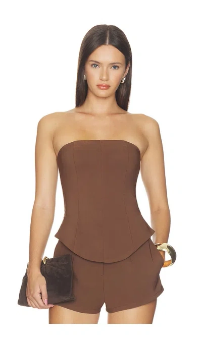 All The Ways Harlem Strapless Top In Brown