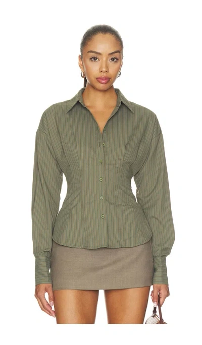 All The Ways Jeyne Button Up Top In Green