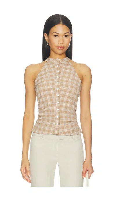 All The Ways Karie Button Front Top In Neutral