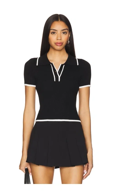 All The Ways Katrina Knit Polo Top In 黑色