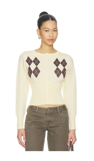 All The Ways Kourtney Cardigan In Cream & Brown Argyle