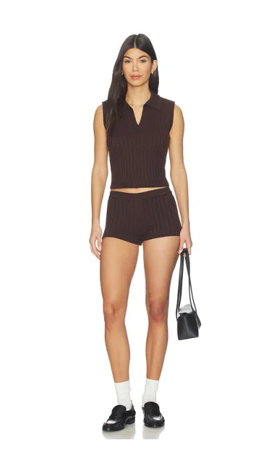 All The Ways Leia Knit Short Set In Brown