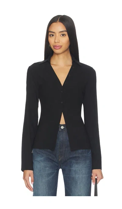 All The Ways Madeline Button Front Top In Black