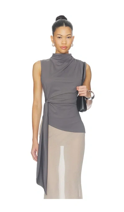 All The Ways Marisol Drape Top In Gray