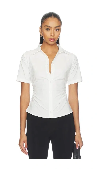 All The Ways Maura Button Down Top In White