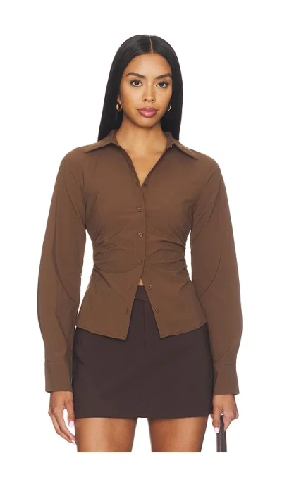 All The Ways Millie Button Up Top In Brown