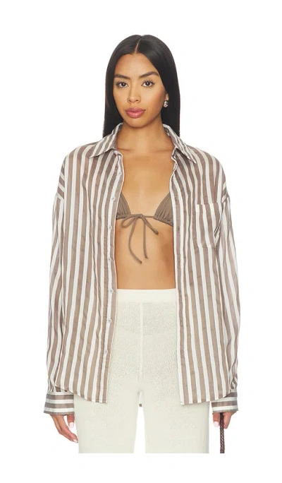 All The Ways Minnie Button Down Top In Brown