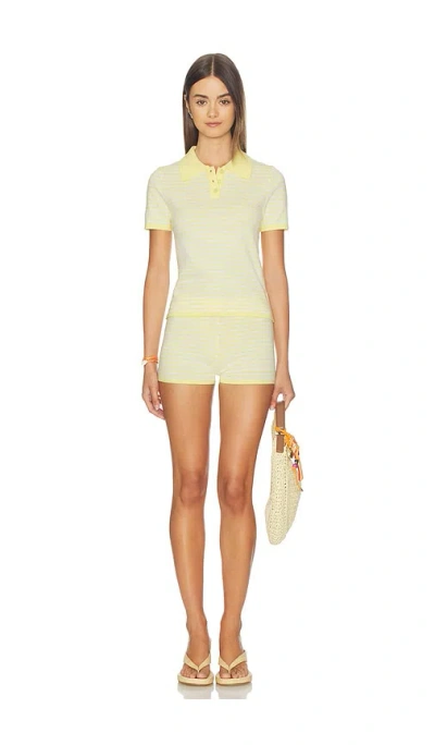 All The Ways Rachel Knit Short Set In Yellow