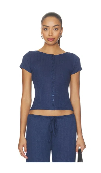 All The Ways Romee Button Up Tee In Blue