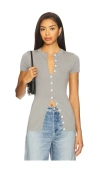 All The Ways Samantha Button Up Top In Gray