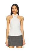 All The Ways Selene Top In White Pinstripe