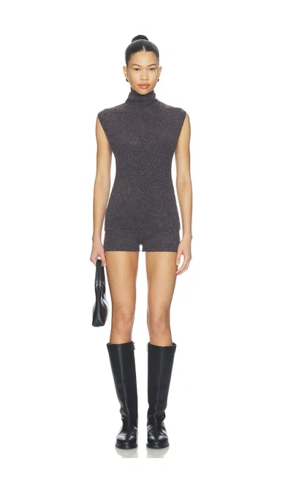 All The Ways Sibi Knit Short Set In Charcoal