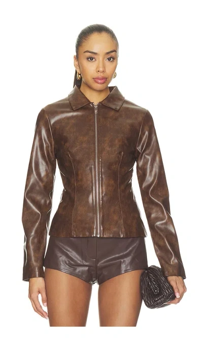 All The Ways Simone Faux Leather Jacket In Brown