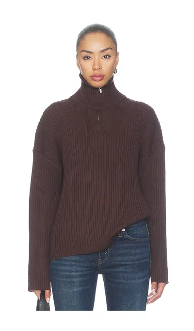 All The Ways Tianna Quarter Zip Sweater In Brown