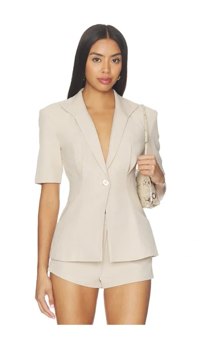 All The Ways X Blake Evin Landry Short Sleeve Blazer In Beige