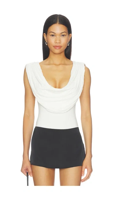 All The Ways X Blake Evin Rian Drape Bodysuit In Ivory