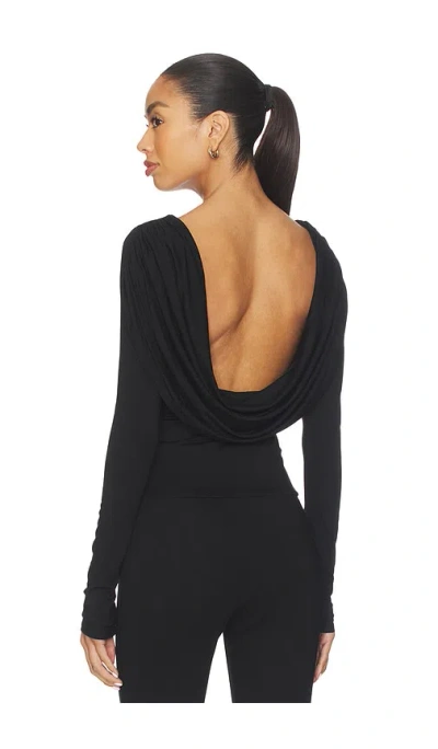 All The Ways X Emma Leger Evelyn Drape Back Top In Black