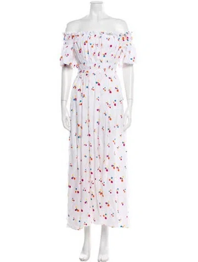 Pre-owned All Things Mochi Floral Print Midi Length Dress In Pink