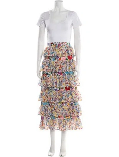 Pre-owned All Things Mochi Printed Ruffle Embellishment Skirt Set W/ Tags In Pink