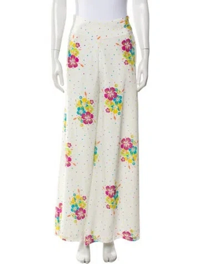 Pre-owned All Things Mochi Silk Wide Leg Pants In White