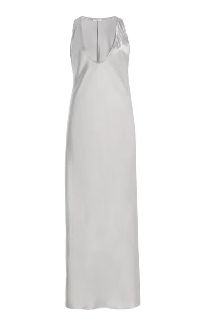 All Three Anna Silk Dress In Light Grey