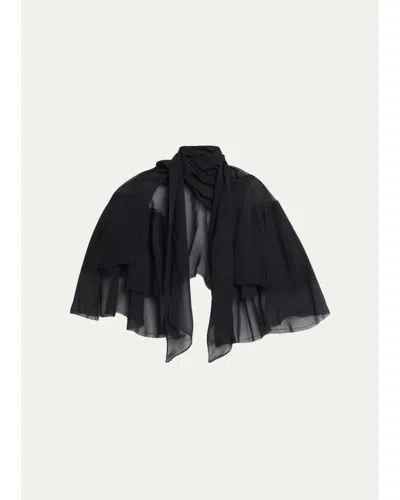 All Three Chloe Chiffon Cape In Black