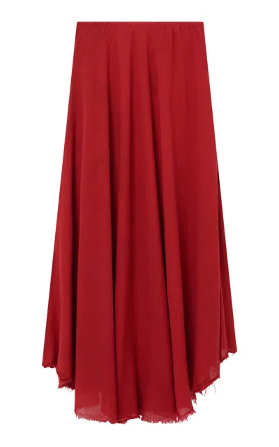 All Three Elysia Gauze Maxi Skirt In Red