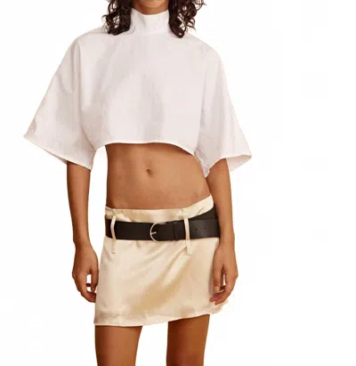 All Three Esther High Neck Top In Poplin White In Multi