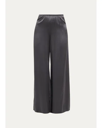 All Three Olympia Silk Wide-leg Pants In Gray