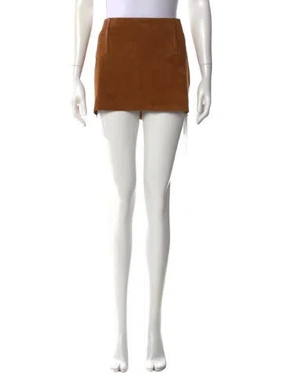 Pre-owned All Three Suede Mini Skirt W/ Tags In Brown
