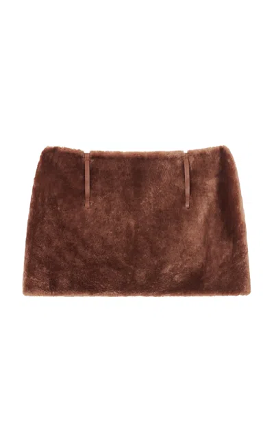 All Three Tirza Shearling Mini Skirt In Brown