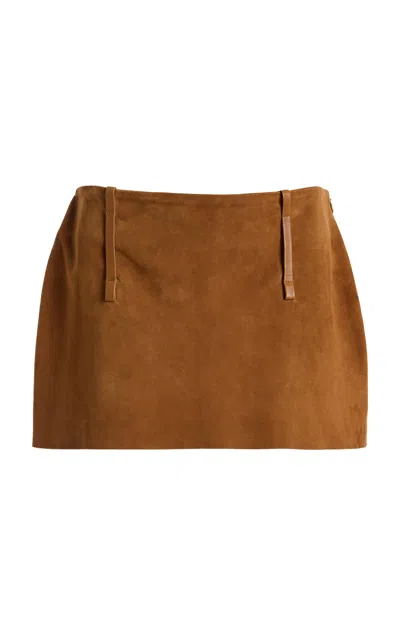 All Three Tirza Suede Mini Skirt In Brown