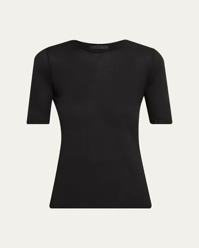 All Three Victoria Three-quarter Sleeve Cotton Top In Black
