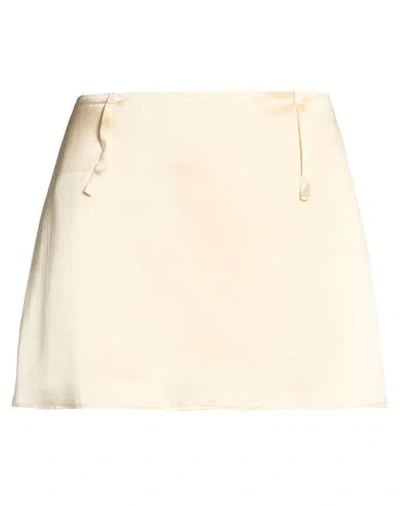 All Three Woman Mini Skirt Cream Size M Silk In White