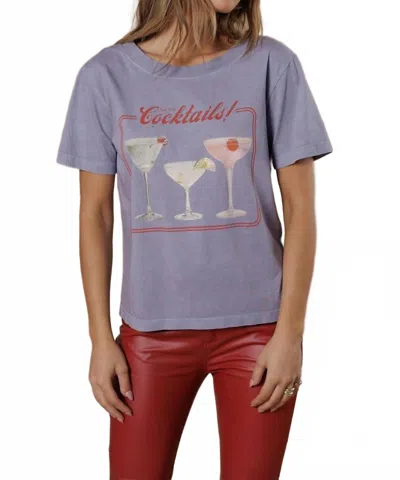 All Us But First Cocktails Wide Neck Tee In Lavender In Blue