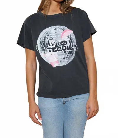 All Us Disco & Tequila Short Sleeve Tee In Black In Blue