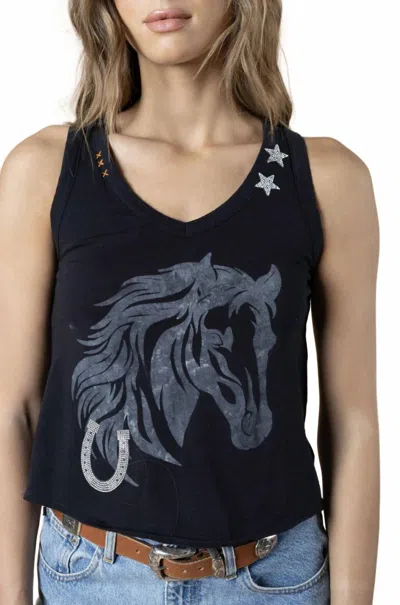 All Us Horse Mane Swing Tank Top In Black