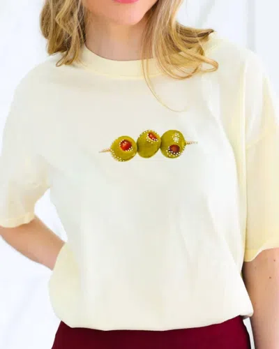 All Us Olive Cropped Tee In Yellow