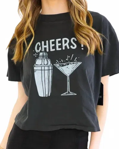 All Us Shaker Wide Crop Tee In Black