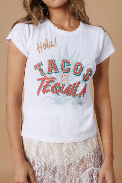 All Us Tacos & Tequila Babe Tee In White